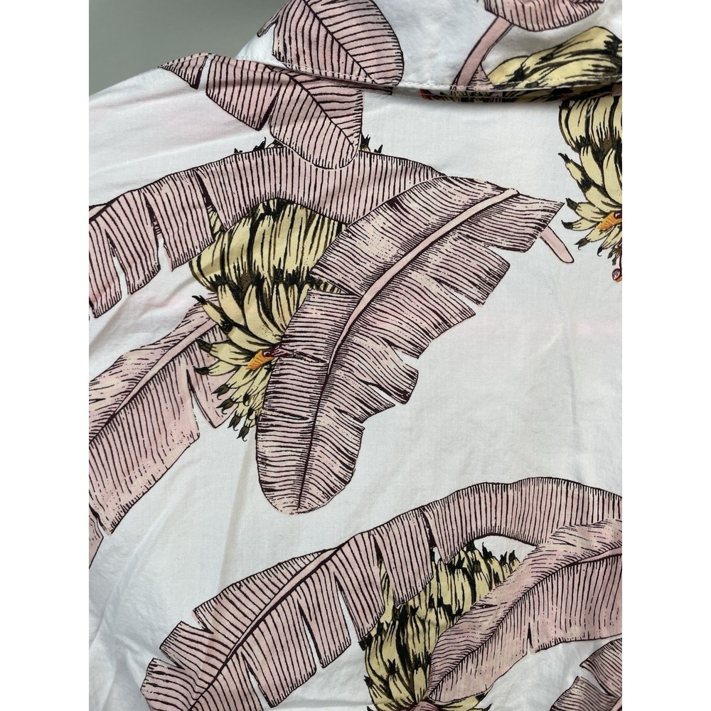 Desmond & Dempsey x H&M Summer Dress Long Sleeve Button up Palm Trees Small - Picture 5 of 11